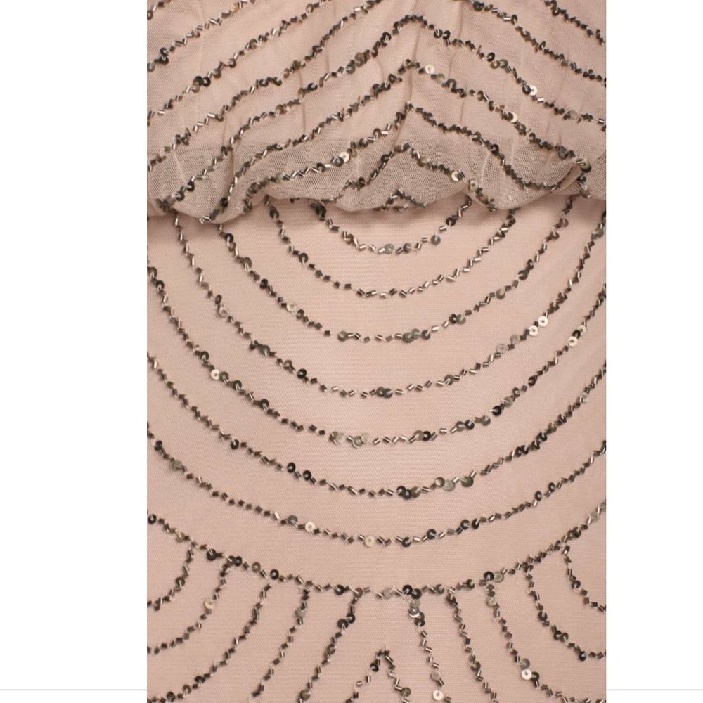 NEW Adrianna Papell Sequin Mesh‎ Blouson Dress in Taupe Pink [SZ 16 ] - Picture 8 of 10